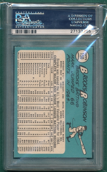 1965 Topps #150 Brooks Robinson PSA 8
