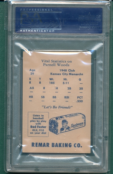 1949 Remar Bread Parnell Woods PSA 7