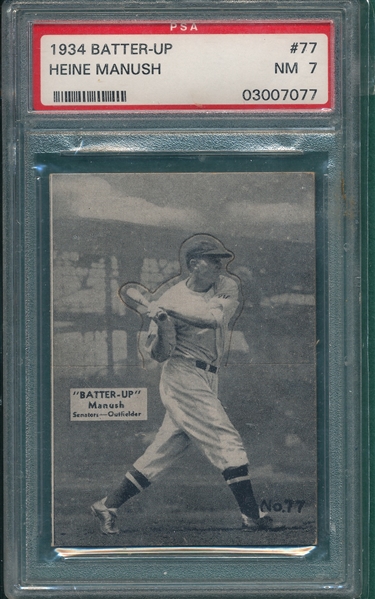 1934 Batter-Up #77 Heinie Manush PSA 7