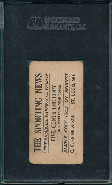 1916 M101-4 #160 Howard Shanks SGC 40 *Ad Back*
