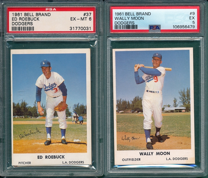 1961 Bell Brand #9 Moon & #37 Roebuck, Lot of (2), PSA 