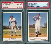 1961 Bell Brand #9 Moon & #37 Roebuck, Lot of (2), PSA 