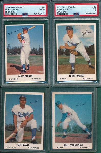 1962 Bell Brand Lot of (7), Snider PSA 