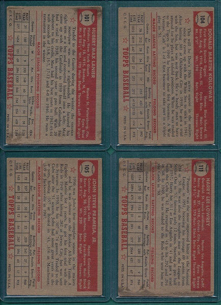 1952 Topps Lot of (16) W/ Schoendiest