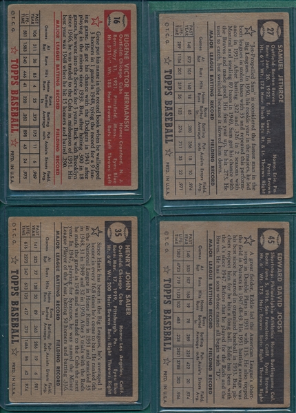 1952 Topps Lot of (16) W/ Sauer