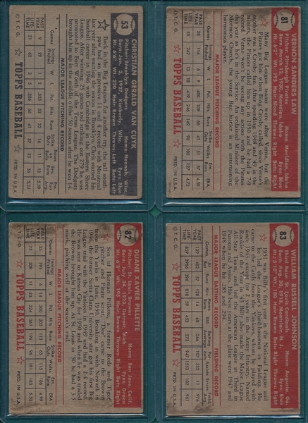 1952 Topps Lot of (16) W/ Sauer