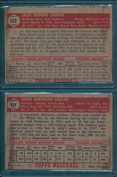 1952 Topps Lot of (17) W/ Jensen