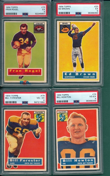 1956 Topps Football Lot of (15) W/ #15 Rogel PSA 5