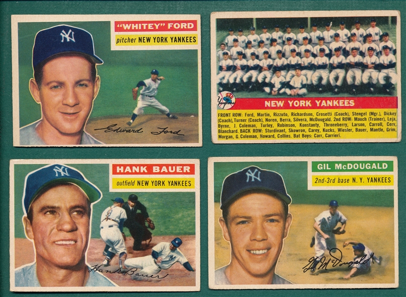 1956 Topps Lot of (4) Yankees W/ Ford 