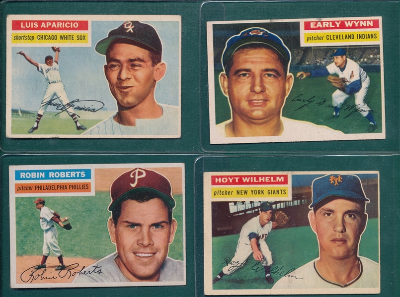 1956 Topps Lot of (4) Hall of Famers W/ Aparicio, Rookie 