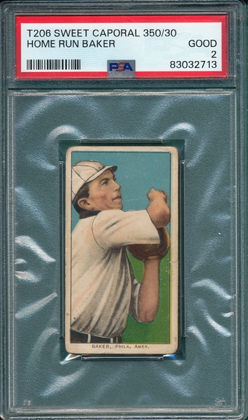 1909-1911 T206 Baker Sweet Caporal Cigarettes PSA 2 