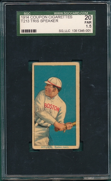 1914 T213-2 Tris Speaker Coupon Cigarettes SGC 20