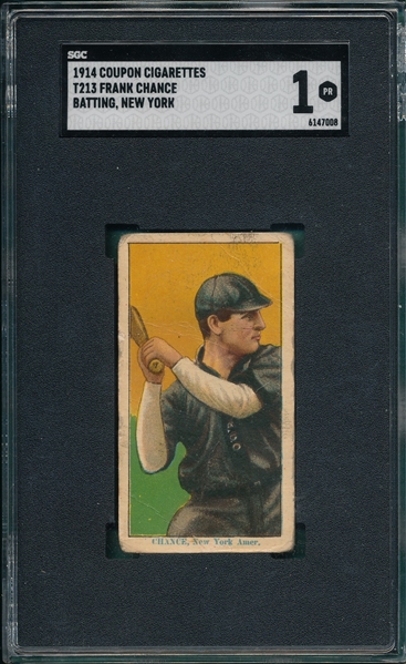 1914 T213-2 Frank Chance Coupon Cigarettes SGC 1