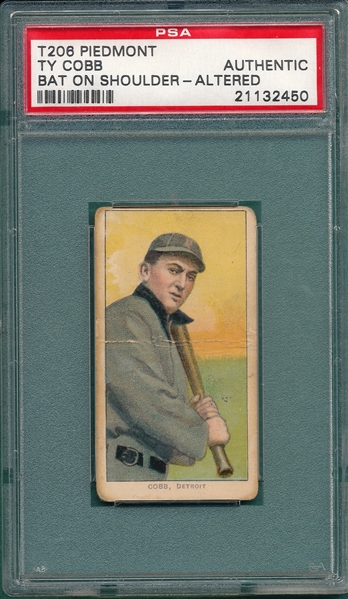 1909-1911 T206 Ty Cobb, Bat On, Piedmont Cigarettes PSA Authentic