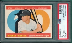 1960 Topps #563 Mickey Mantle, AS, PSA 8