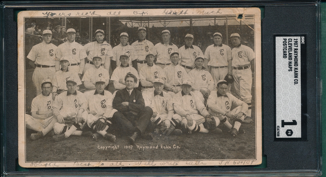 1907 Cleveland Indians, Raymond Kahn Co. PC, SGC 1