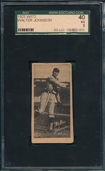 1923 W572 Walter Johnson SGC 40