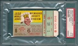1958 World Series Game 6 Ticket Stub PSA 4