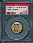 1930 Cracker Jack Pin Charles Berry PSA 5