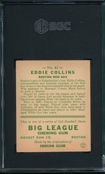 1933 Goudey #42 Eddie Collins SGC 5.5
