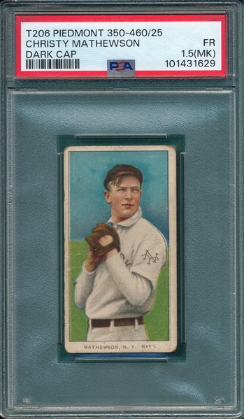 1909-1911 T206 Christy Mathewson, Dark Cap, Piedmont Cigarettes PSA 1.5 (MK)