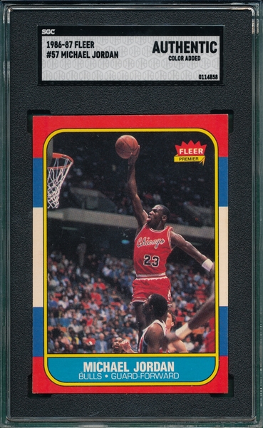 1986 Fleer Basketball #57 Michael Jordan SGC Authentic *Rookie*