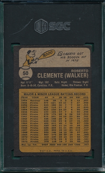 1973 Topps #50 Roberto Clemente SGC 7.5