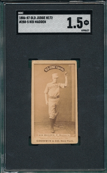 1886-87 N172 #288-5 Kid Madden Old Judge Cigarettes SGC 1.5