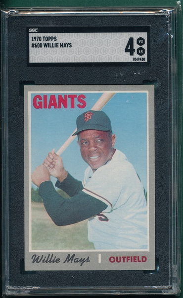 1970 Topps #600 Willie Mays SGC 4