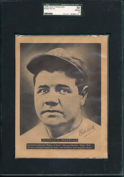 1949 Leaf Premiums Babe Ruth SGC 30