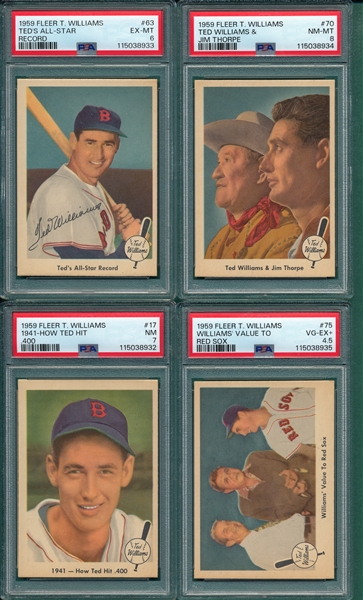 1959 Fleer Ted Williams Complete Set (80) W/ #68 PSA 4