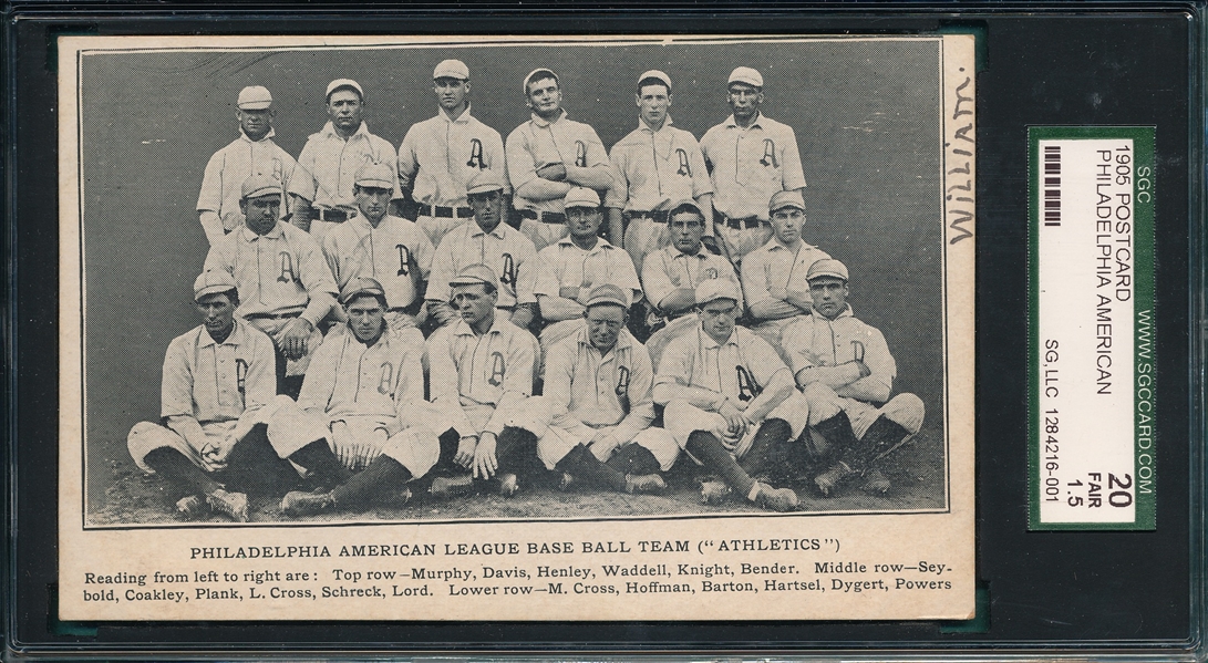 1905 Philadelphia Americans Post Card SGC 20