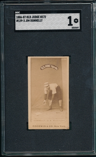 1886-87 N172 #129-3 Jim Donnelly Old Judge Cigarettes SGC 1