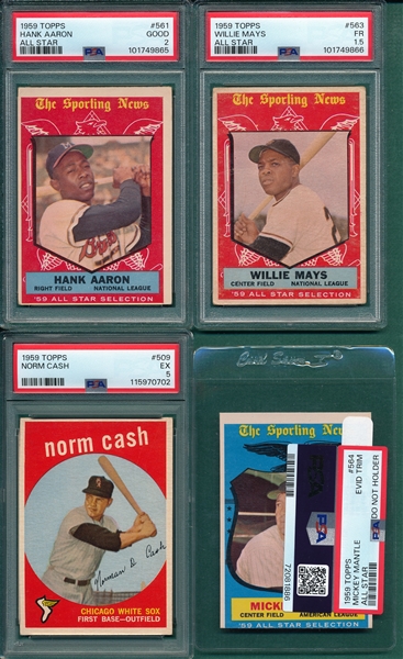 1959 Topps Baseball Near Set (565/572) W/ Koufax PSA