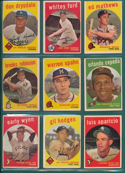 1959 Topps Baseball Near Set (565/572) W/ Koufax PSA