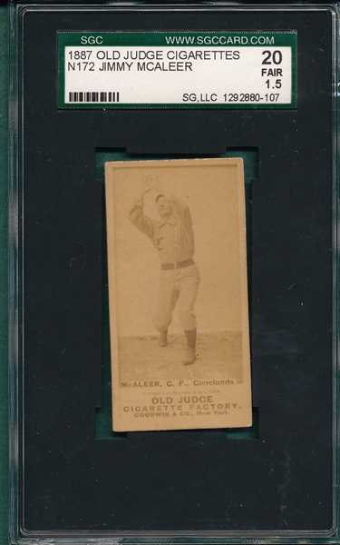 1887 N172 #300-4 McAleer Old Judge Cigarettes SGC 20