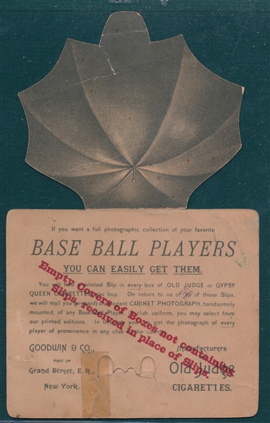 1880s Old Judge Cigarettes Advertising Piece