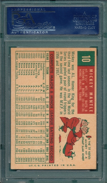 1959 Topps #10 Mickey Mantle PSA 7
