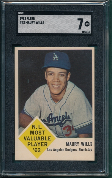 1963 Fleer #43 Maury Wills SGC 7 *Rookie*