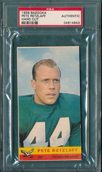 1959 Bazooka Football Pete Retzlaff PSA Authentic