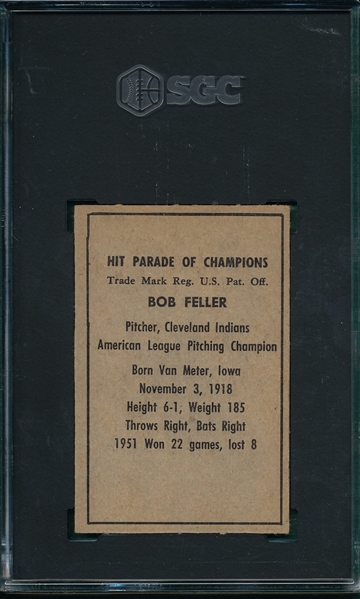 1952 Berk Ross Bob Feller SGC 4