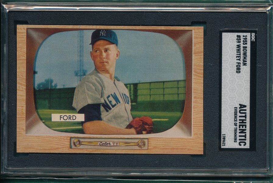 1955 Bowman #59 Whitey Ford SGC Authentic