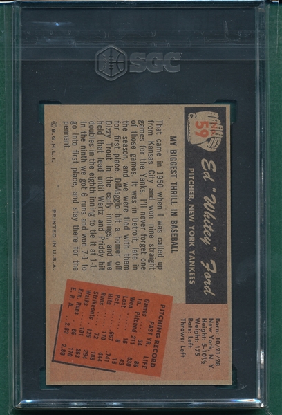 1955 Bowman #59 Whitey Ford SGC Authentic
