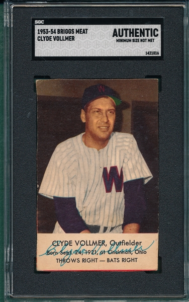 1953-54 Briggs Meats Clyde Vollmer SGC Authentic