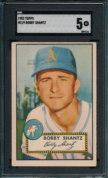 1952 Topps #219 Bobby Shantz SGC 5