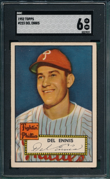 1952 Topps #223 Del Ennis SGC 6