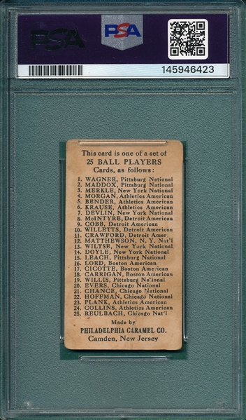1909 E95 Carrigan Philadelphia Caramel Co. PSA 1