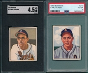 1950 Bowman #213 Scheib PSA & #192 Bob Chipman SGC 4.5, Lot of (2)