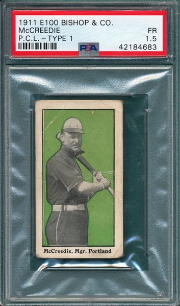 1911 E100-1 McCredie Bishop & Co. PSA 1.5