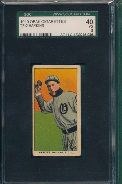1910 T212-2 Harkins Obak Cigarettes SGC 40 *They Please*